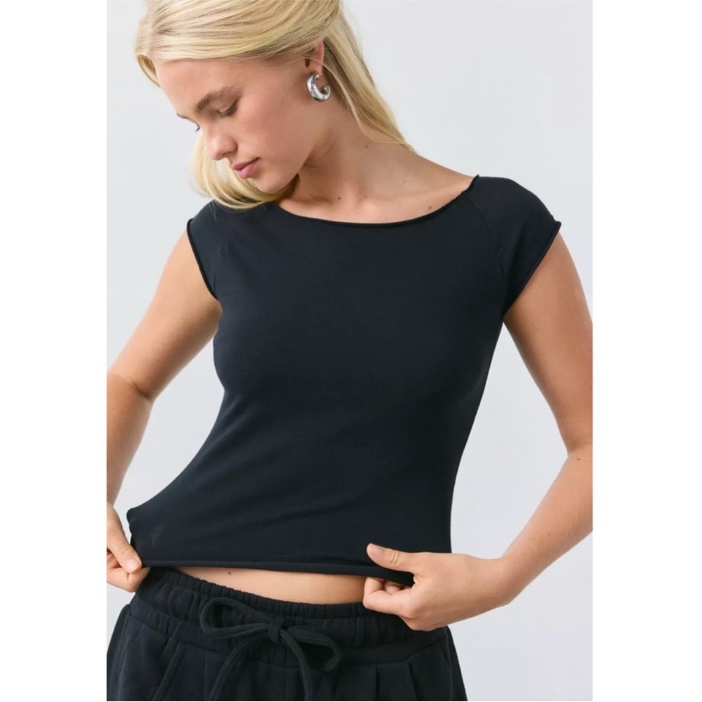 Urban Outfitters Out From Under Cotton Compression Boatneck Cropped Tee Small